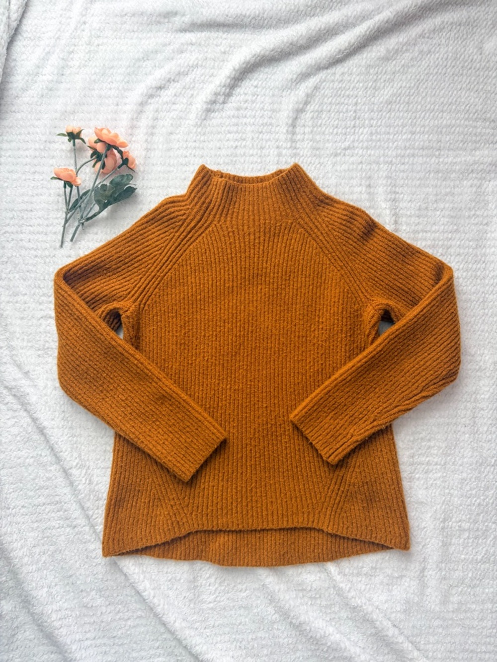 Madewell Mid-Weight Ribbed Mockneck Sweater - Mustard - Size M